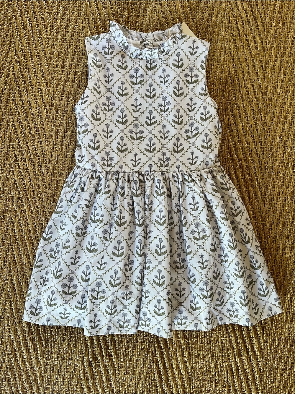 Girls Floral Block Print Drop Waist Dress